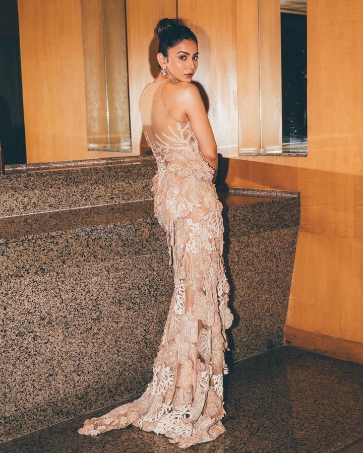 Glamorous Rakul Preet Singh in a Sheer Ivory Gown Photos 04