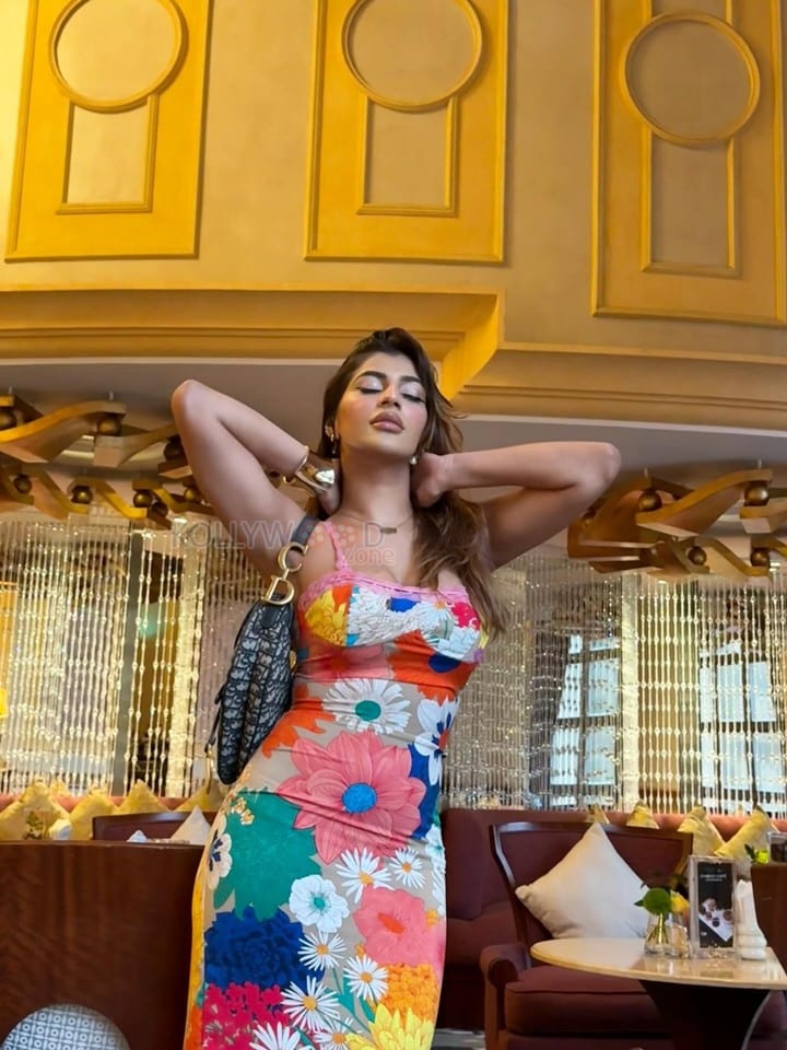 Glamorous Yashika Aannand in a Floral Maxi Dress Pictures 04