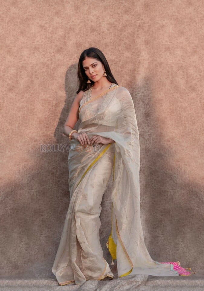 Gorgeous Malavika Mohanan in White Saree Photoshoot Stills 05
