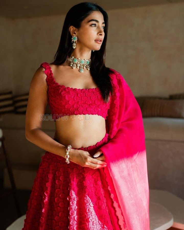 Gorgeous Pooja Hegde in a Pink Lehenga Pictures 04