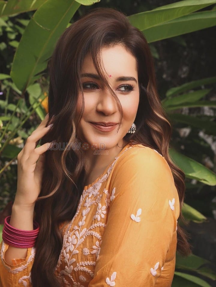Gorgeous Raashi Khanna in a Mustard Yellow Embroidered Kurta Pictures 03