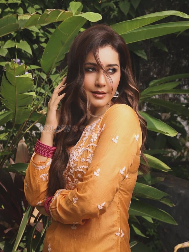 Gorgeous Raashi Khanna in a Mustard Yellow Embroidered Kurta Pictures 09