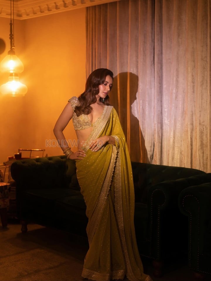 Gorgeous Raashi Khanna in a Mustard Yellow Saree with an Embellished Border and a Golden Embroidered Blouse Pictures 03