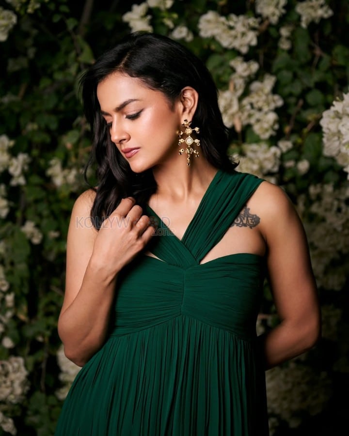 Gorgeous Shraddha Srinath in a Green Gown Photos 01