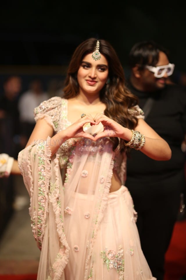 Heroine Nidhhi Agerwal at Hari Hara Veera Mallu Pre Release Event Pictures 21