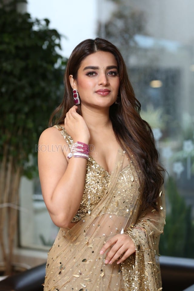 Heroine Nidhhi Agerwal at Hari Hara Veera Mallu Success Meet Photos 12