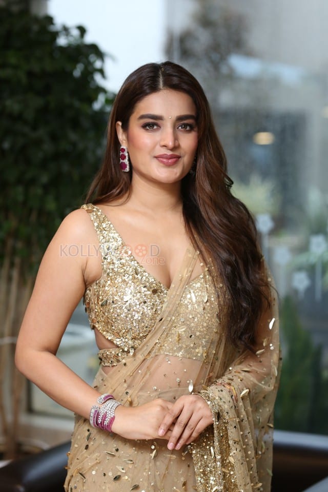 Heroine Nidhhi Agerwal at Hari Hara Veera Mallu Success Meet Photos 14