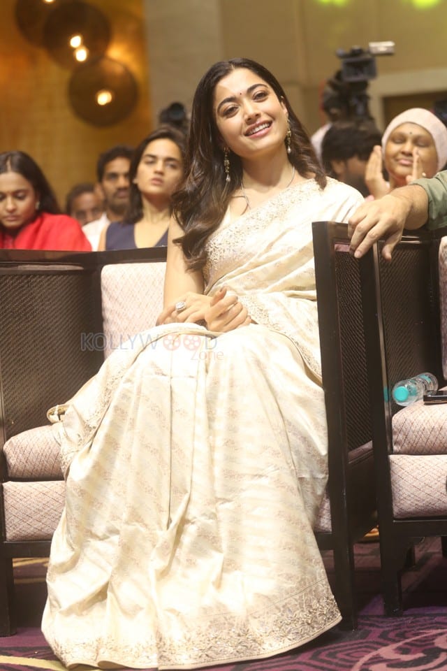 Heroine Rashmika Mandanna at Kuberaa Movie Success Meet Pictures 08