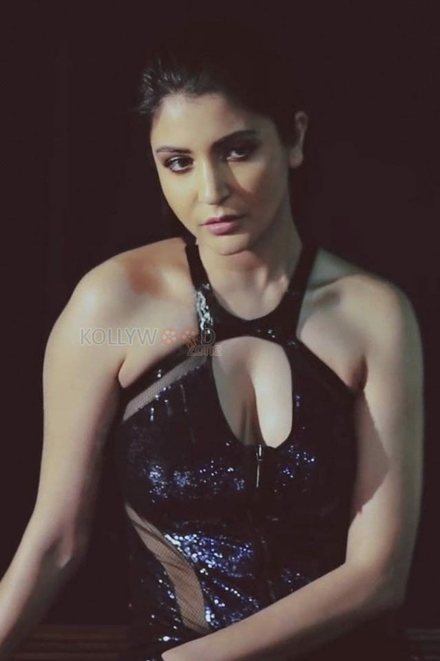 Indian Actress Anushka Sharma Lace Black Dress Photoshoot Pictures 03