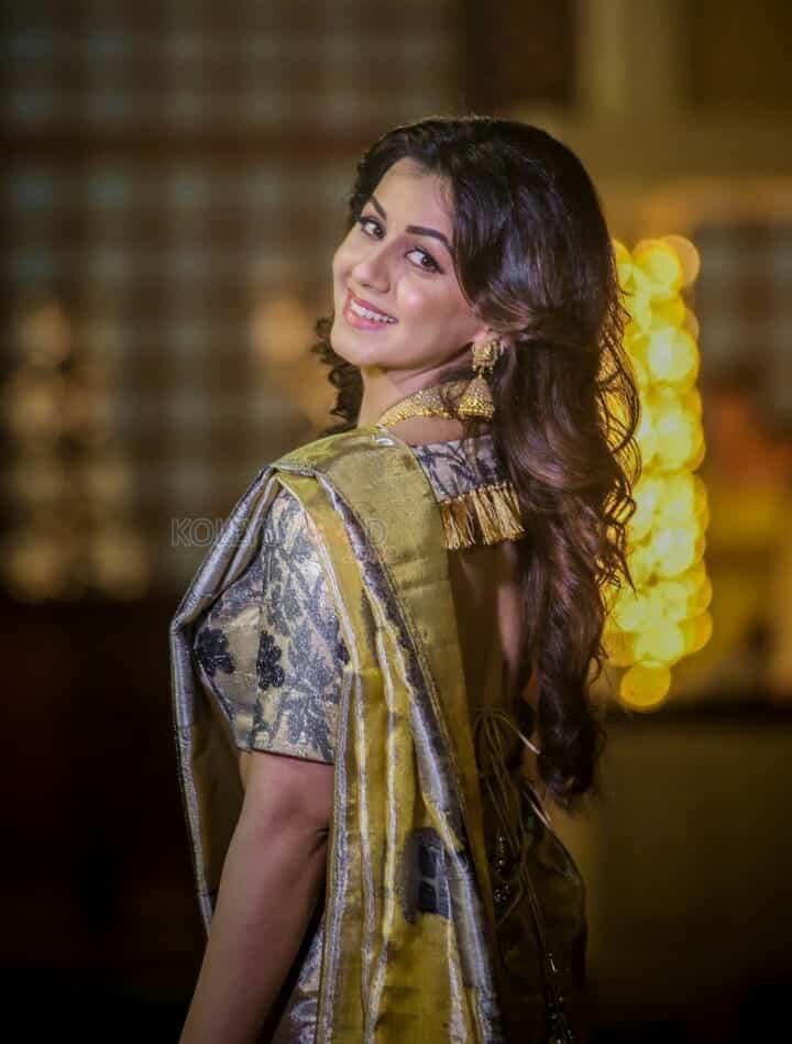 Kannada Beauty Nikki Galrani in Silk Saree Photo 01
