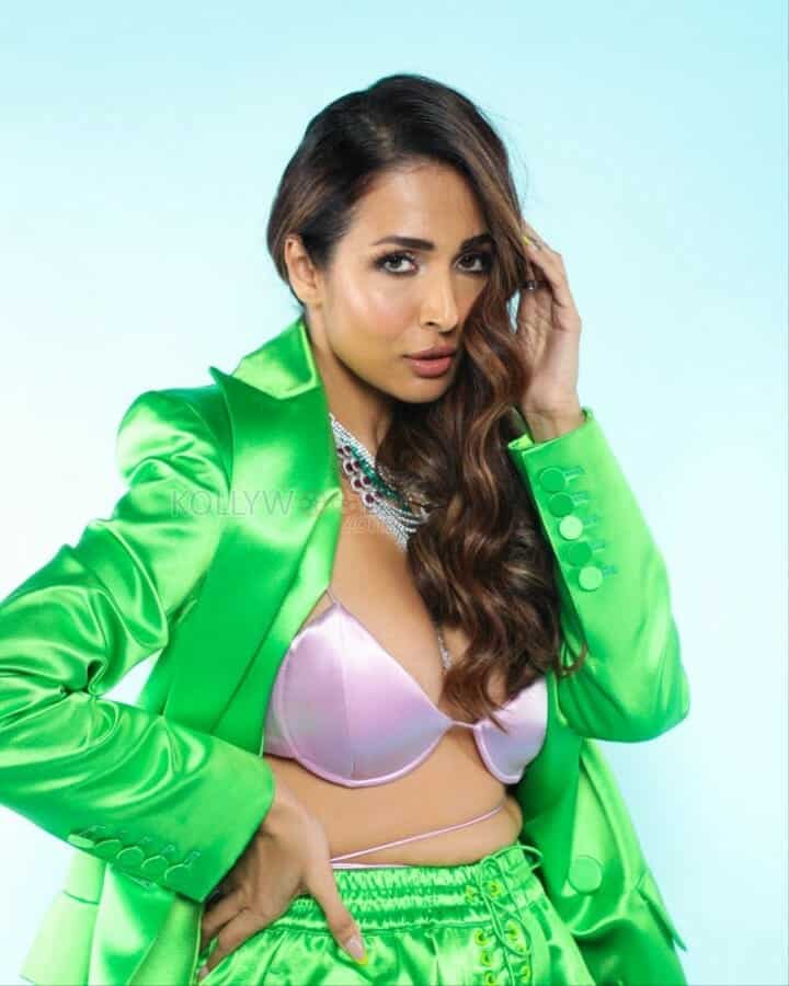 Model Malaika Arora Khan in a Sexy Green Dress Photoshoot Pictures 01