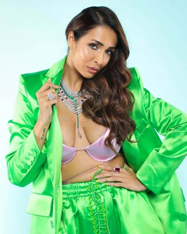 Model Malaika Arora Khan in a Sexy Green Dress Photoshoot Pictures 02