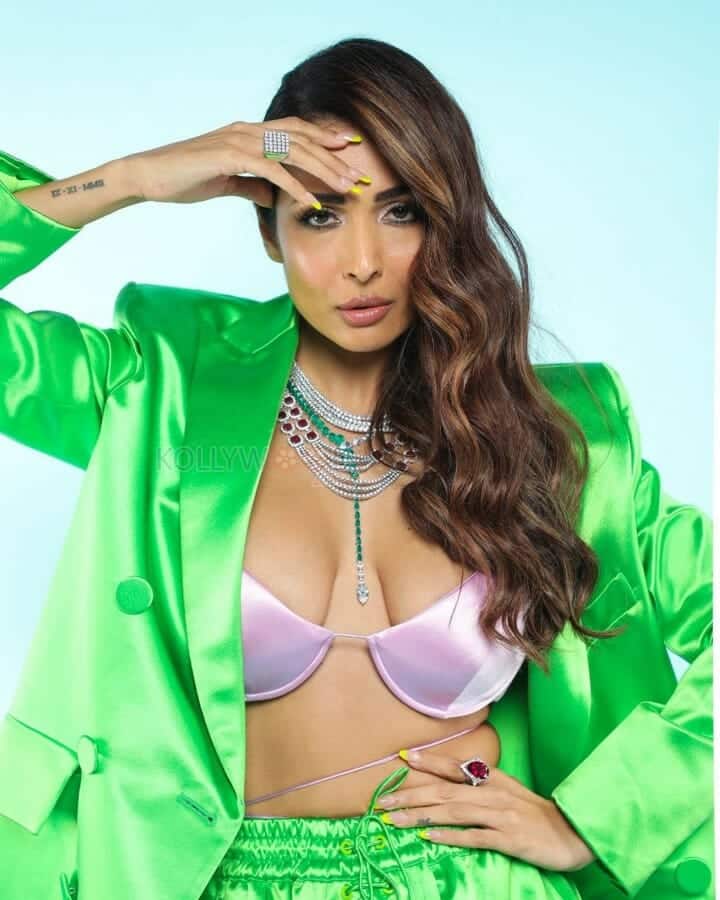 Model Malaika Arora Khan in a Sexy Green Dress Photoshoot Pictures 05
