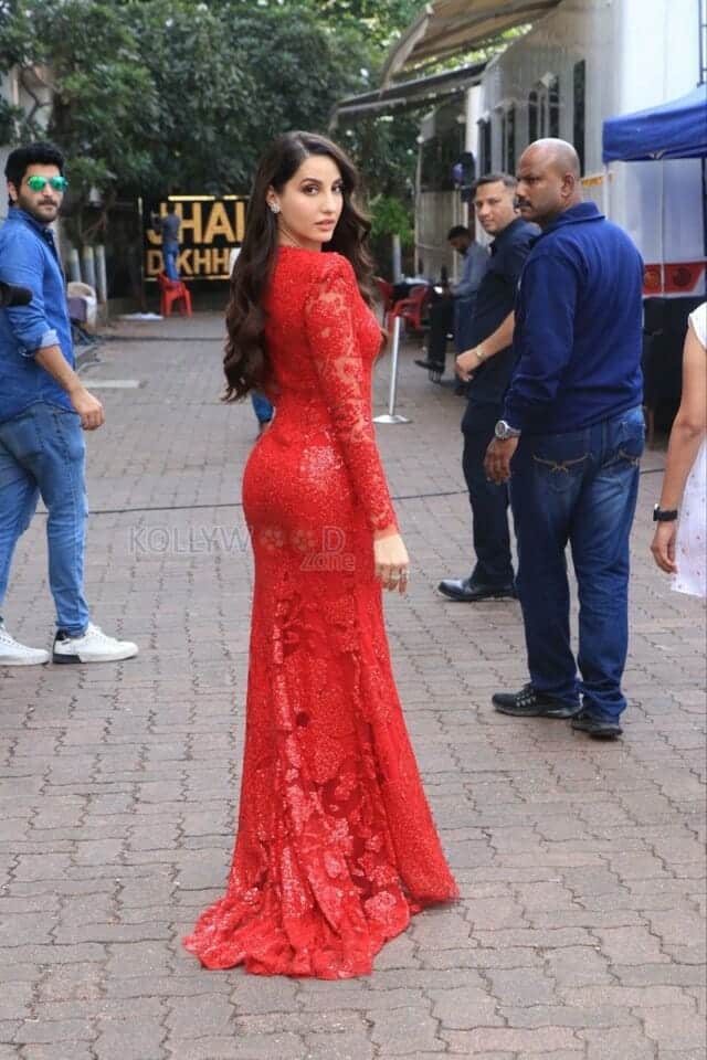 Nora Fatehi in a Long Red Gown Picture 01