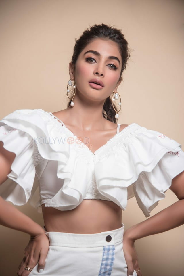 Pretty Pooja Hegde White Dress Photoshoot Stills