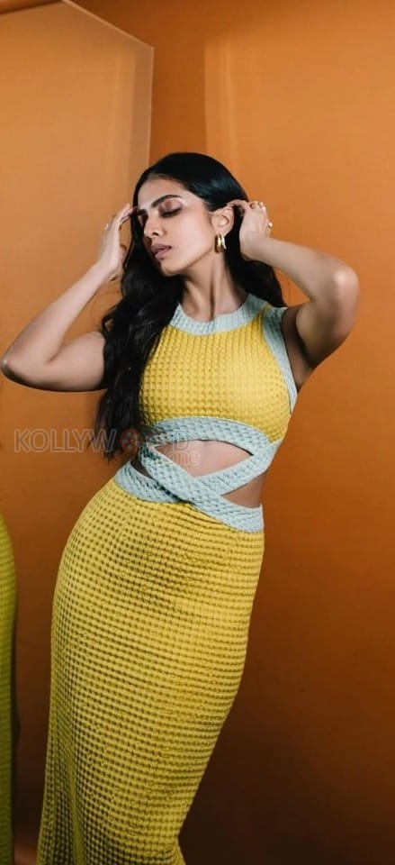 Ravishing Hottie Malavika Mohanan in a Yellow Knitted Maxi Dress Photos 04