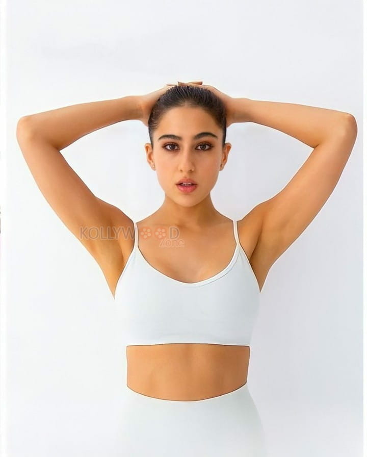 Sara Ali Khan White Sports Bra Pic