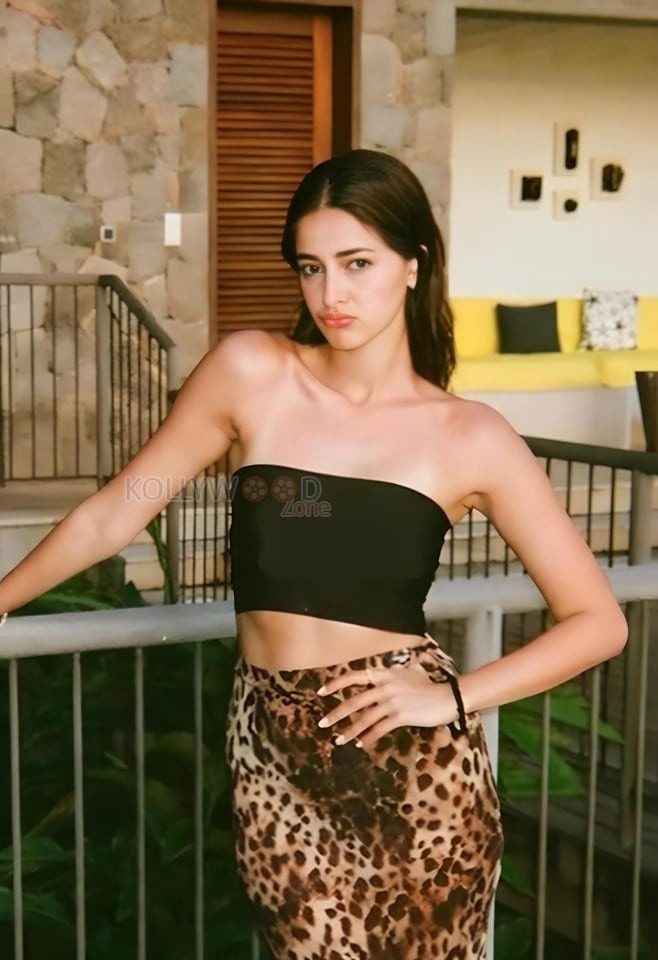 Sexy Ananya Panday in a Strapless Tube Top and Animal Print Skirt Photo 01