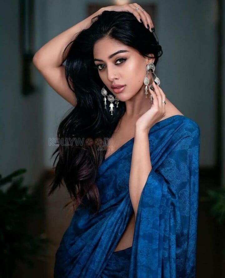 Sexy Anu Emmanuel in Blue Saree Pictures