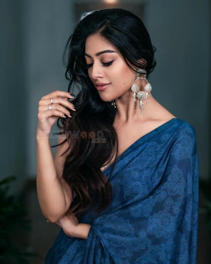 Sexy Anu Emmanuel in Blue Saree Pictures