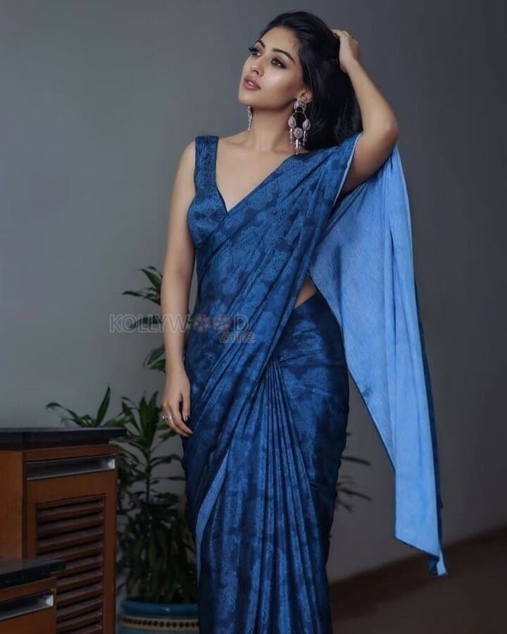Sexy Anu Emmanuel in Blue Saree Pictures