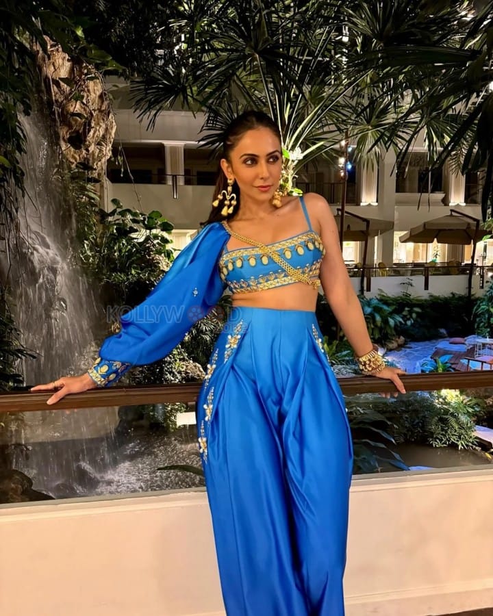 Sexy Rakul Preet Singh as Princess Jasmine in a Blue Co Ord Set Photos 01