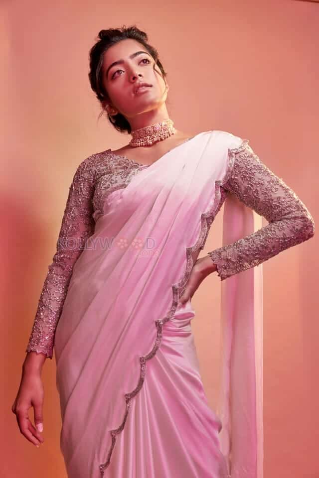 Sexy Rashmika Mandanna in a Pink Saree Photoshoot Pictures 02
