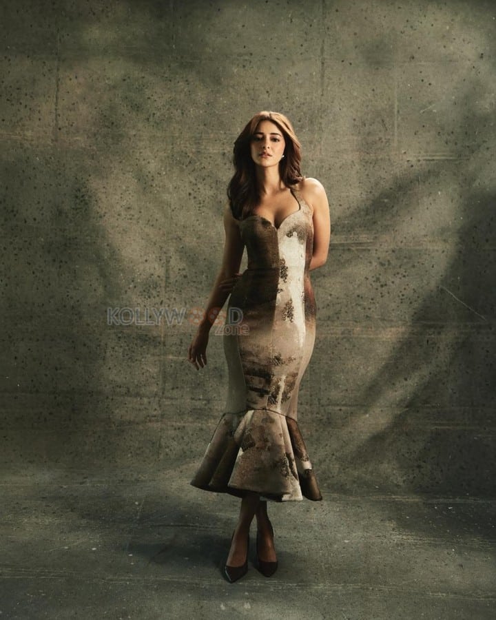 Stunning Ananya Panday in a Soft Brown Beige Mermaid Dress Photos 06
