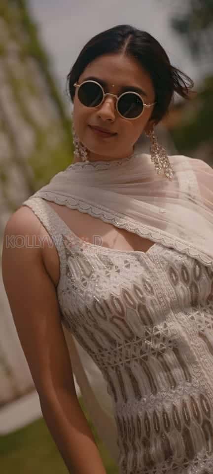 Stunning Keerthy Suresh in a White Chikankari Sharara Set Photos 02