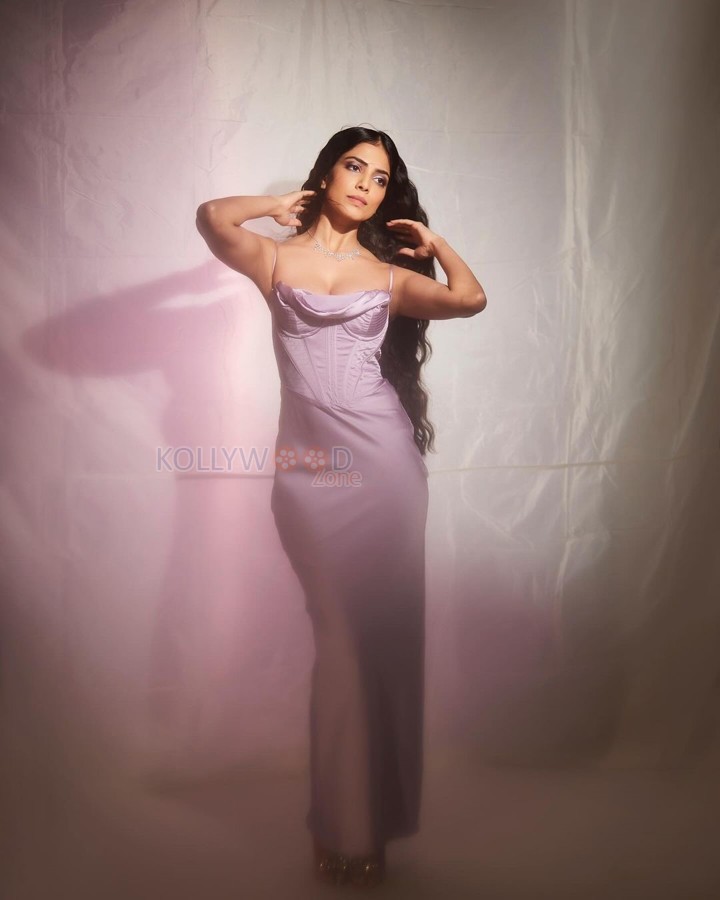 Stunning Malavika Mohanan in a Sexy Lavendar Corset Gown Photos 09