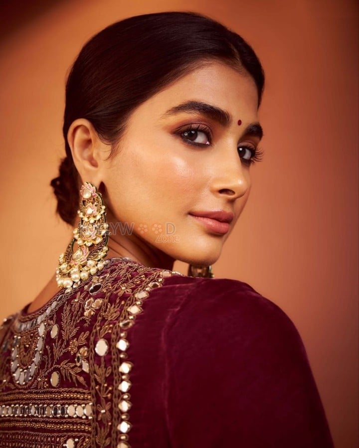 Stunning Pooja Hegde in a Velvet Salwar Kurta Photos 04