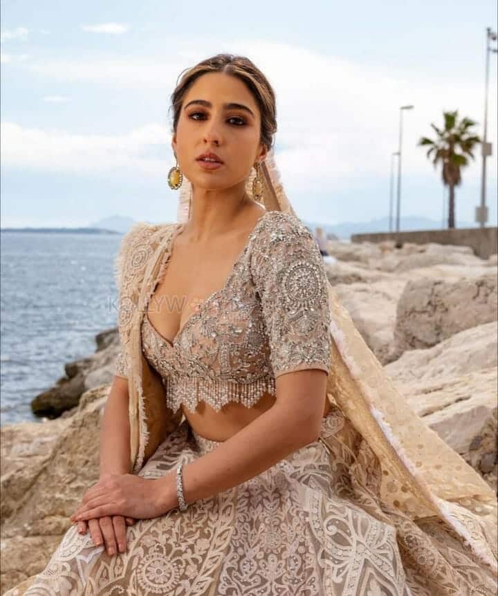 Stunning Sara Ali Khan in Cannes wearing a Lehenga Photos 02