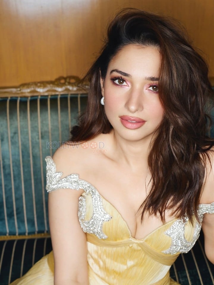 Stunning Tamannaah Bhatia in a Golden Structured Manish Malhotra Gown Photos 04
