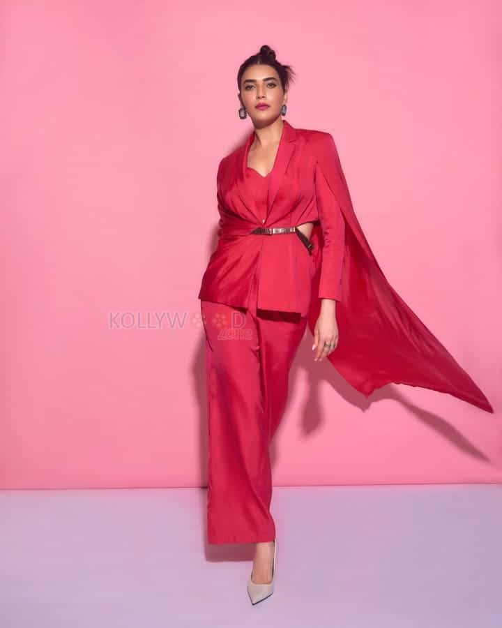 Stylish Karishma Tanna in a Red Blazer and Pants Photos 02