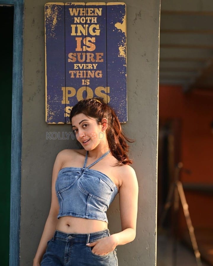 Stylish Pranitha Subhash in a Denim Crop Top Pictures 01