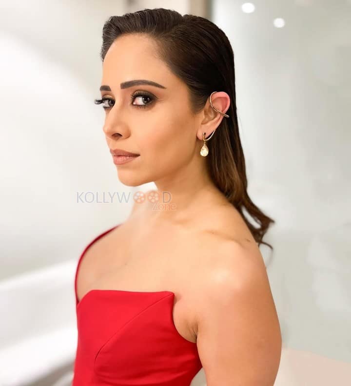 Super Sexy Nushrratt Bharuccha in a Red Off Shoulder Maxi Dress Photos 06