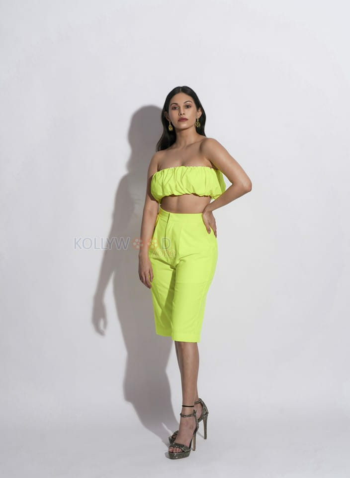 Actress Amyra Dastur Green Dress Photoshoot Stills