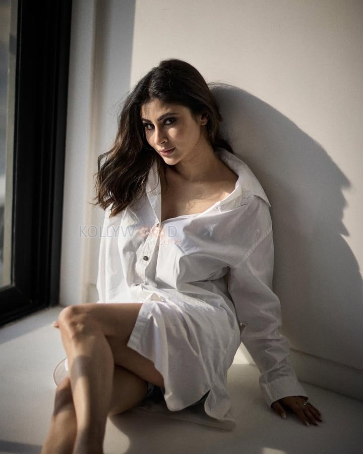 Alluring Mouni Roy in a White Shirt Pictures 01