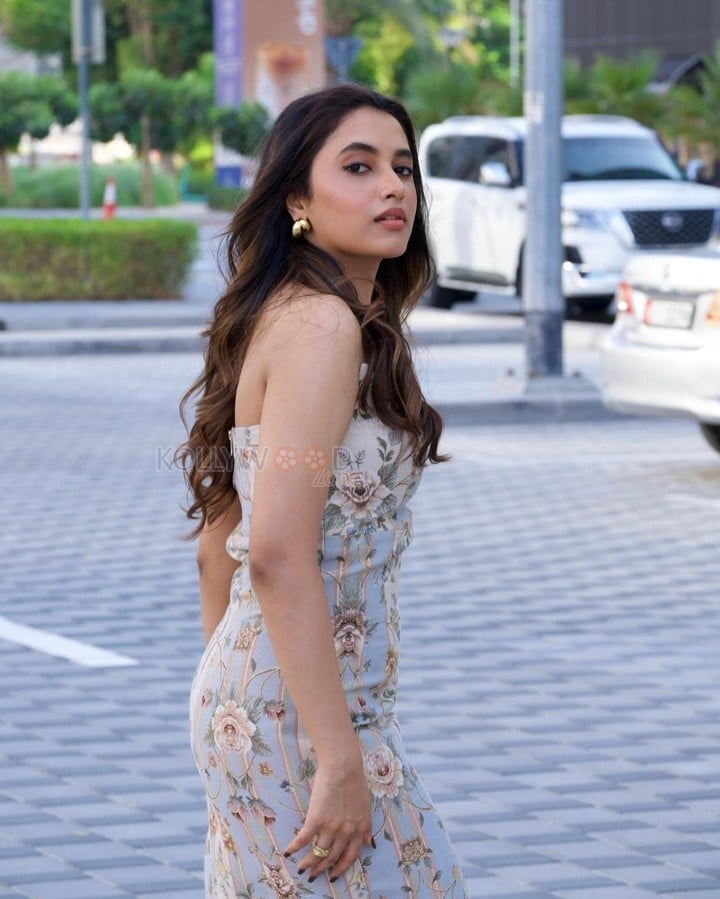 Charming and Graceful Priyanka Mohan in a Strapless Corset Dress with a Rose Pastel Print Photos 03
