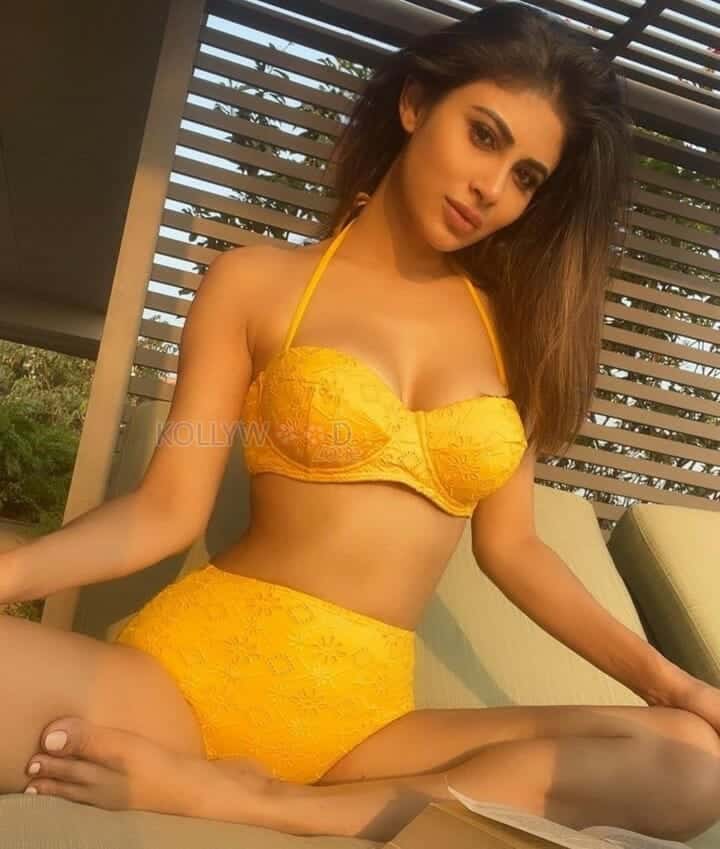 Mouni Roy Yellow Lingerie Photos 01