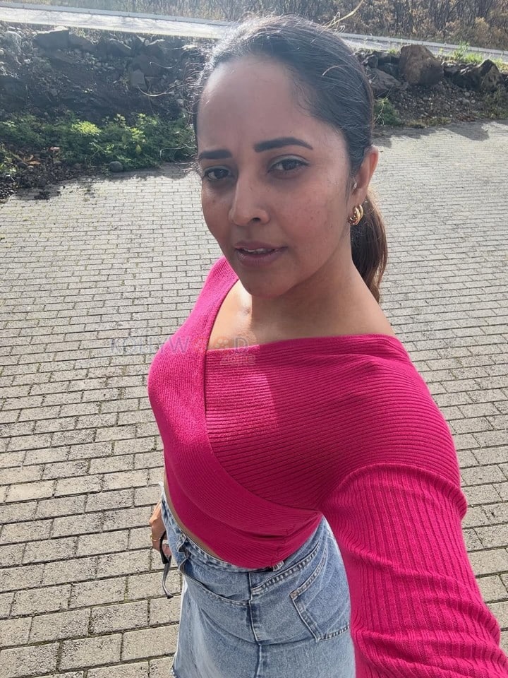 Sexy Anasuya Bharadwaj Selfies in Pink Pictures 01