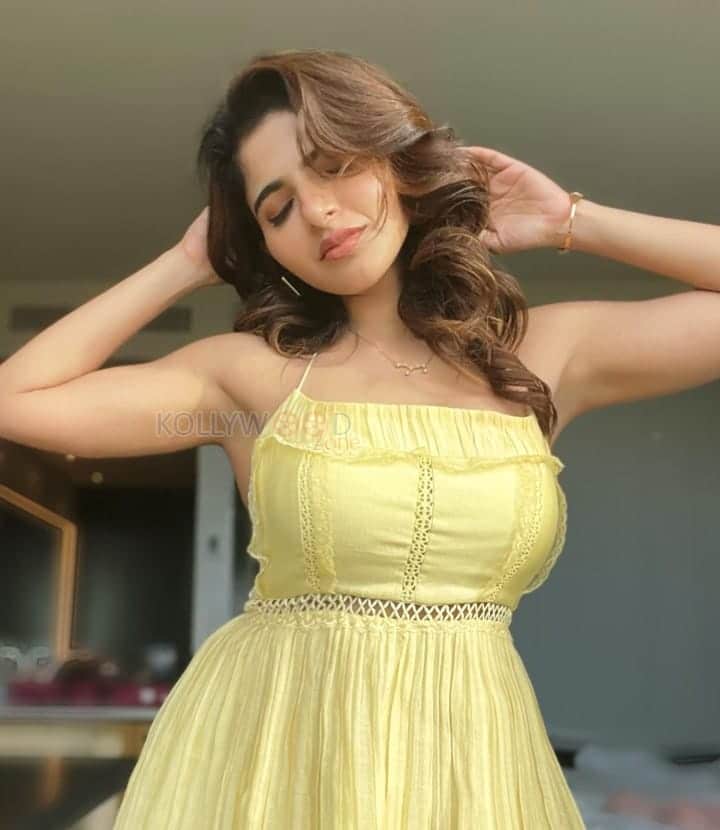 Stunning Iswarya Menon in a Yellow Shoulder Strap Maxi Dress Photos 02