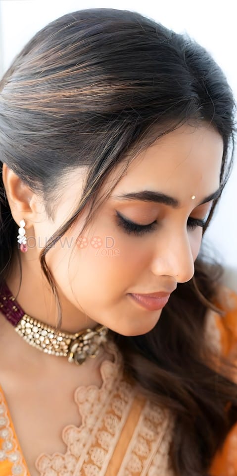 Stylish Priyanka Arul Mohan in an Orange Saree Photos 02