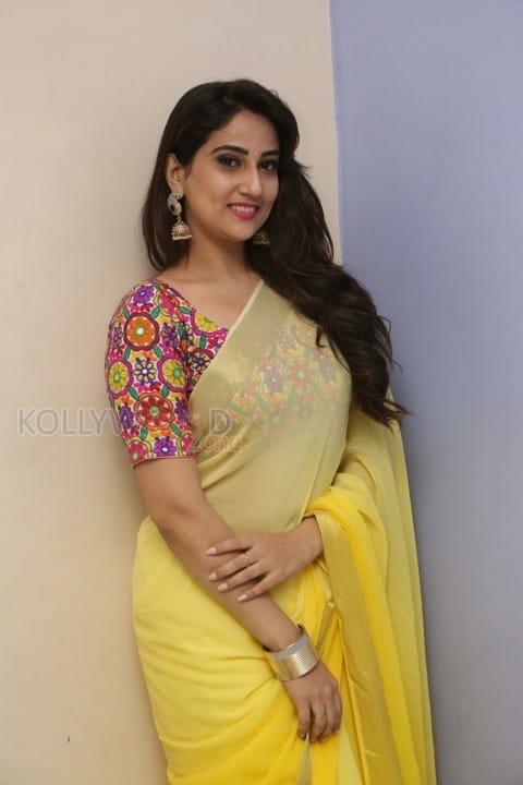 Actress Manjusha Yellow Saree Photos