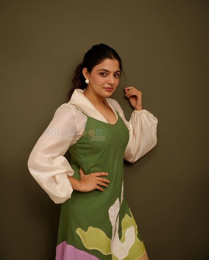 Actress Nikhila Vimal in a Multi Coloured Yana Dress Photos 01