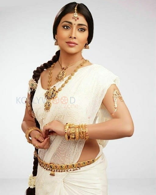 Actress Shriya Saran Sexy White Saree Photos