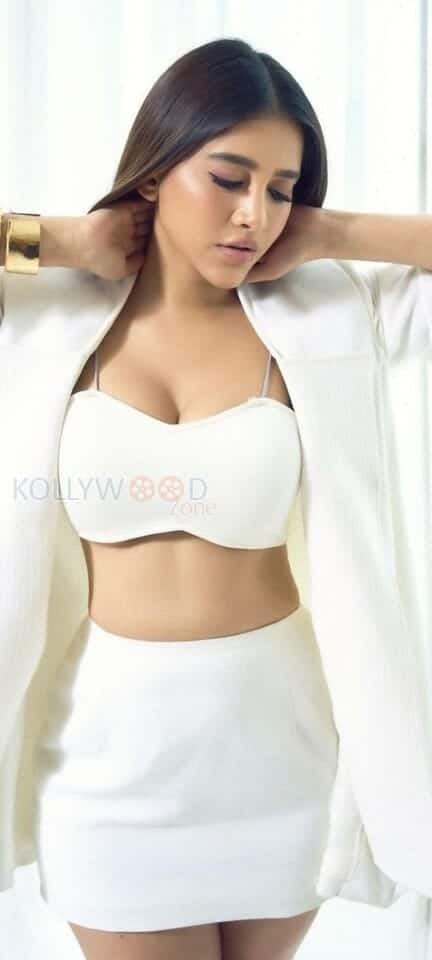 Beautiful Nabha Natesh in White Skirt Photos 01