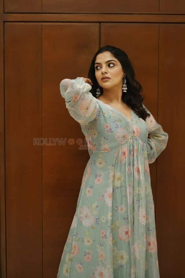 Beautiful Nikhila Vimal in a Sage Green Dress Pictures 05