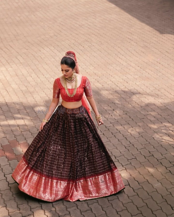 Beautiful Sexy Doll Nabha Natesh in a Traditional Lehenga and Blouse Photos 03