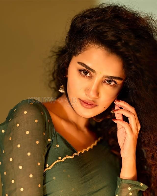 Beautifully Gorgeous Anupama Parameswaran in a Green Saree with Sheer Full Sleeve Blouse Photos 04